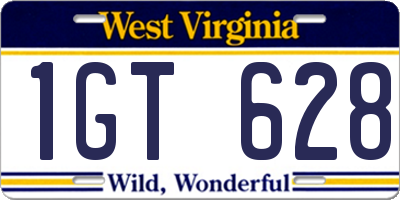 WV license plate 1GT628