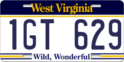 WV license plate 1GT629