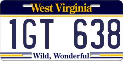 WV license plate 1GT638