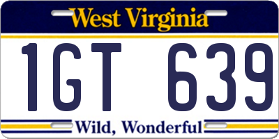 WV license plate 1GT639