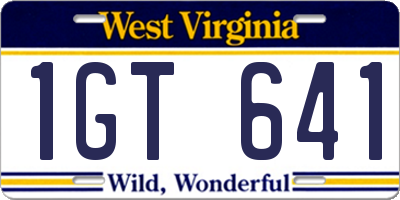 WV license plate 1GT641
