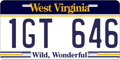 WV license plate 1GT646