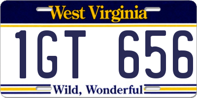 WV license plate 1GT656