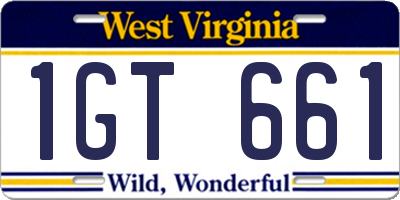 WV license plate 1GT661