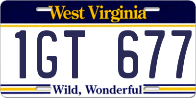 WV license plate 1GT677