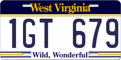 WV license plate 1GT679