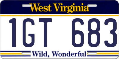 WV license plate 1GT683