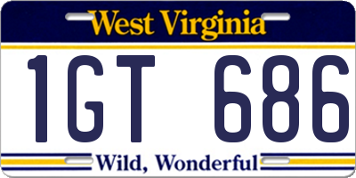 WV license plate 1GT686