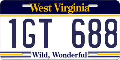 WV license plate 1GT688
