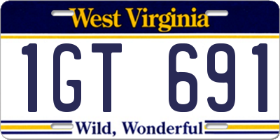 WV license plate 1GT691