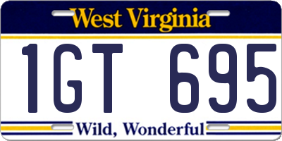 WV license plate 1GT695