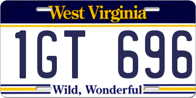 WV license plate 1GT696