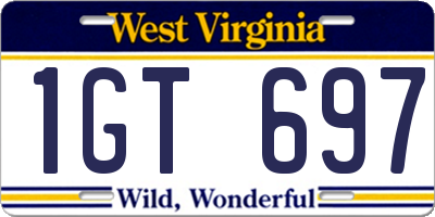 WV license plate 1GT697