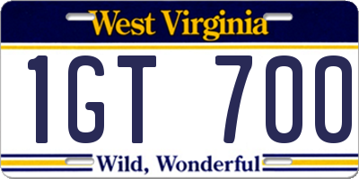 WV license plate 1GT700
