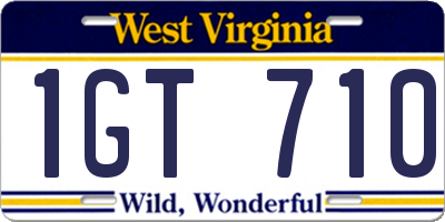 WV license plate 1GT710