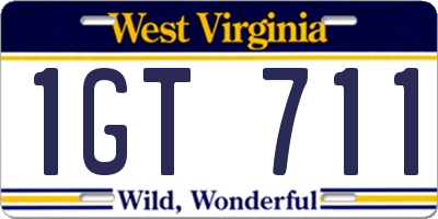 WV license plate 1GT711