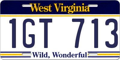 WV license plate 1GT713