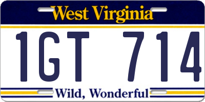 WV license plate 1GT714