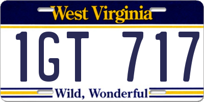 WV license plate 1GT717