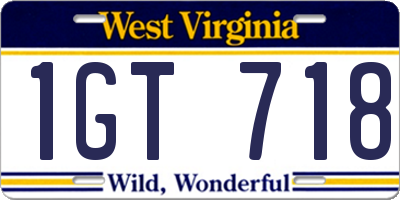 WV license plate 1GT718