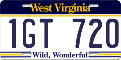 WV license plate 1GT720