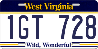 WV license plate 1GT728