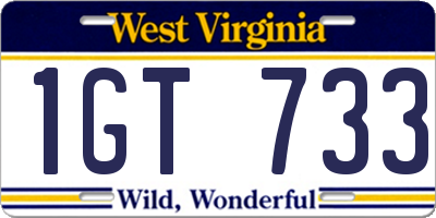 WV license plate 1GT733