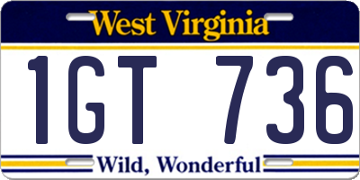 WV license plate 1GT736
