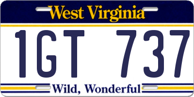 WV license plate 1GT737