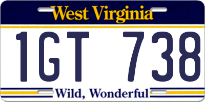 WV license plate 1GT738