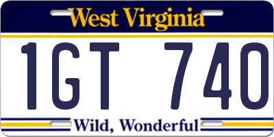 WV license plate 1GT740