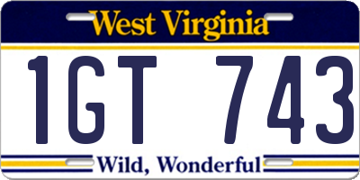 WV license plate 1GT743