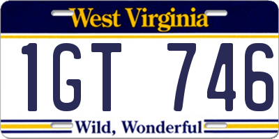 WV license plate 1GT746