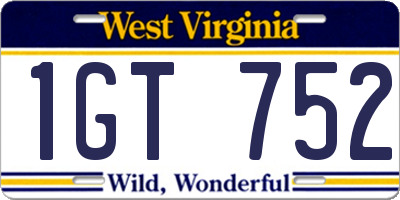 WV license plate 1GT752
