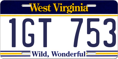 WV license plate 1GT753