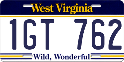 WV license plate 1GT762