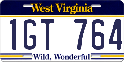 WV license plate 1GT764