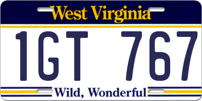 WV license plate 1GT767