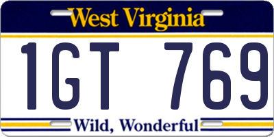 WV license plate 1GT769