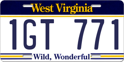 WV license plate 1GT771