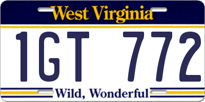 WV license plate 1GT772
