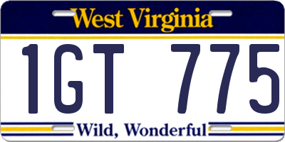 WV license plate 1GT775