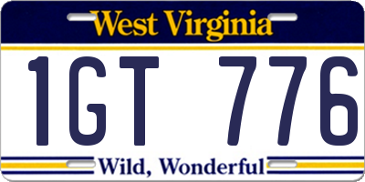 WV license plate 1GT776
