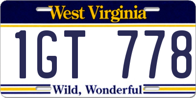 WV license plate 1GT778