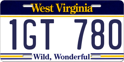 WV license plate 1GT780