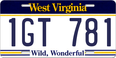 WV license plate 1GT781