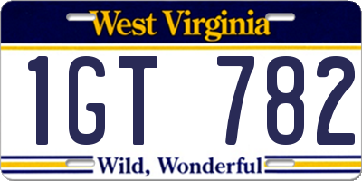 WV license plate 1GT782