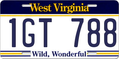 WV license plate 1GT788