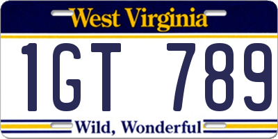 WV license plate 1GT789