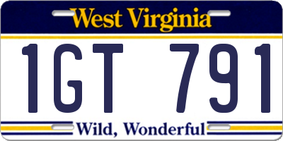 WV license plate 1GT791